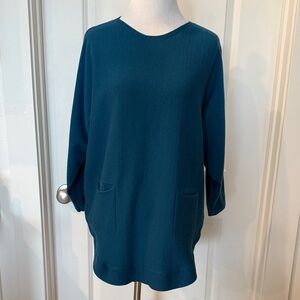 Tempo Paris Teal Crew Neck Sweater Tunic M/L